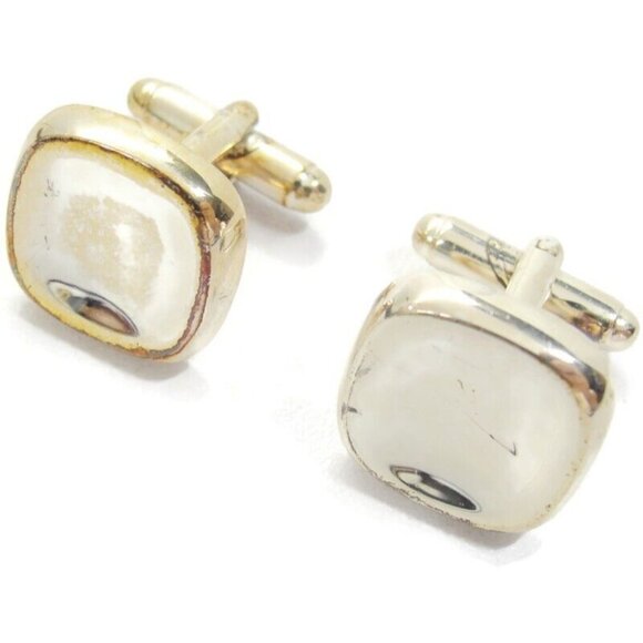 Silver Plated Cufflinks Square Shirt Accessories Wedding Vintage - Picture 1 of 7